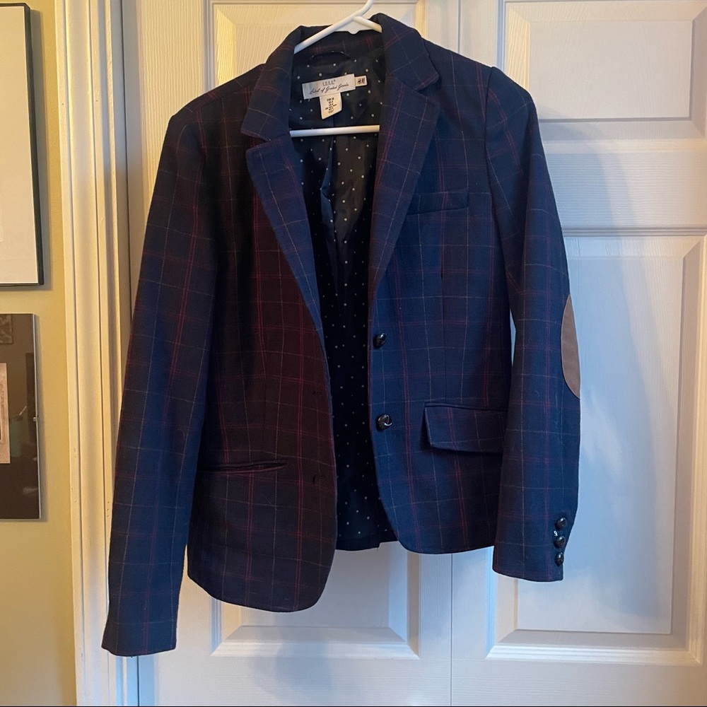 HM plaid blazer sz 8 medium elbow pads
